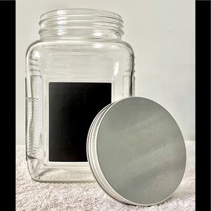 GLASS COOKIE JAR with a “BLACKBOARD SPACE” & CHALK…